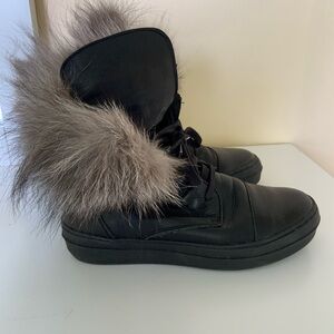 DANIELE GILARDO Women's Black Fur-Trimmed Boots